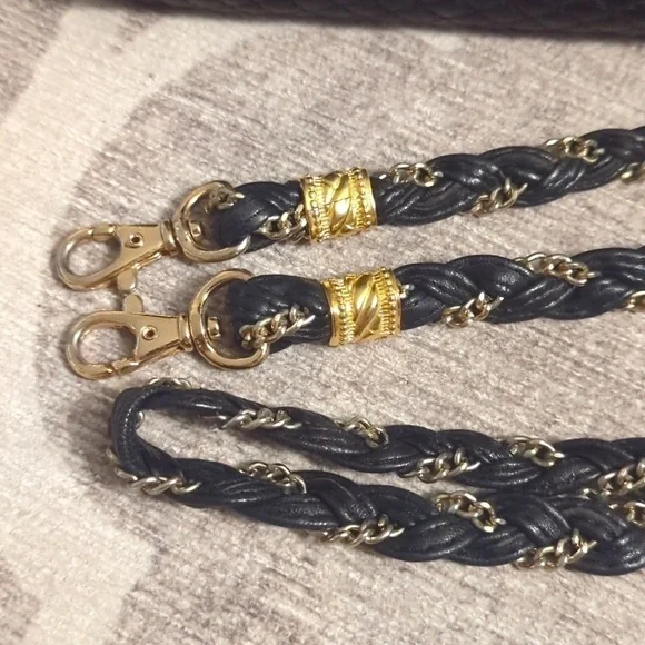 Black Leather Quilted Crossbody Purse - Picture 9 of 11